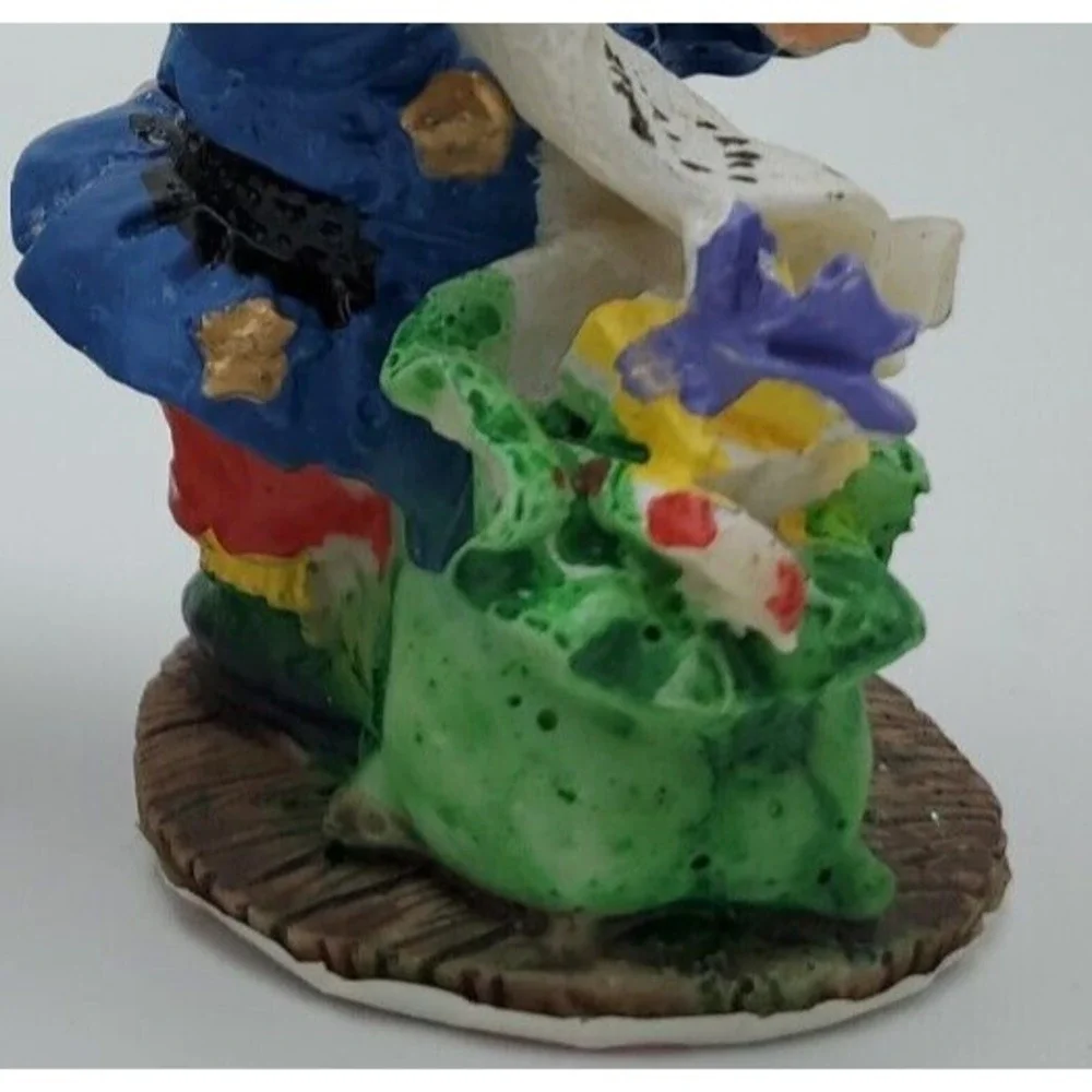 Vtg 1996 Handpainted Hermitage Pottery Santa Claus Set of 2 Blue List Globe 3.5